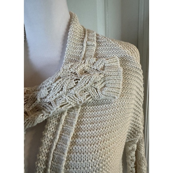 Sundance Ingrid Knit Cardigan Cream Sweater Womens XS Classic Open Front Neutral - Picture 3 of 11